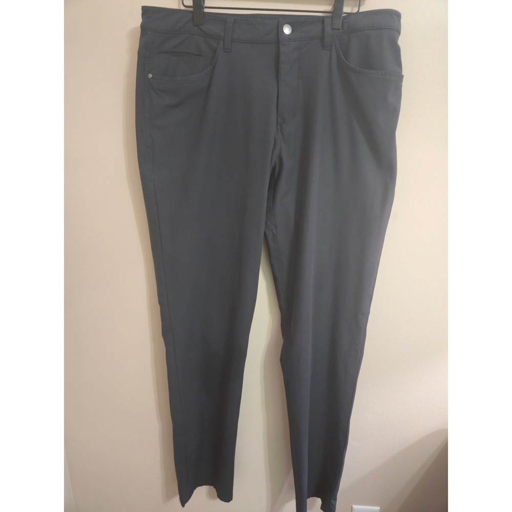 Lululemon ABC Pants Mens 36x33 Gray Slim Warpstreme 5 Pocket Trousers Flaw - Picture 3 of 16